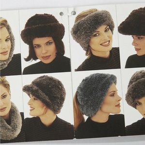 Navy Paula Lishman Sheared Knit Beaver Cuff Hat or Tube Scarf/Cowl. Like new